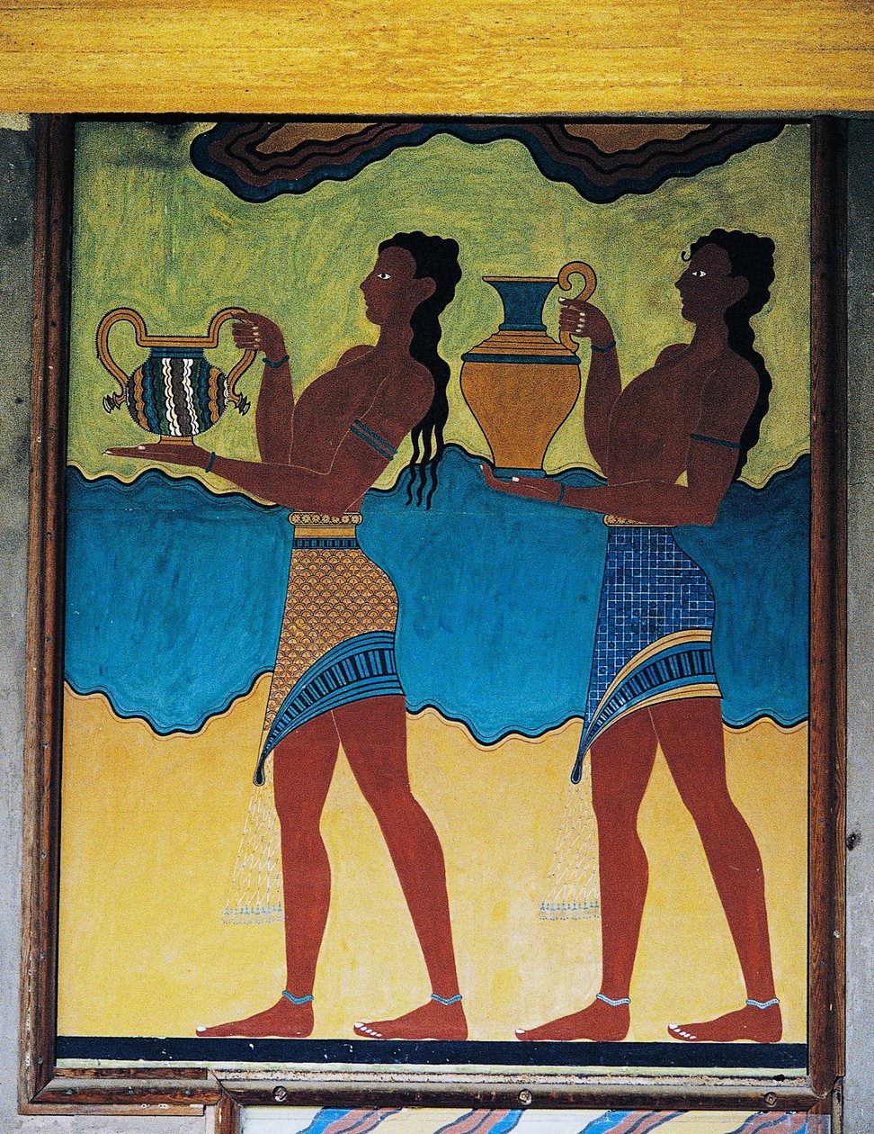 Tjänare som bär vaser, fresk i Palace of Knossos, Kreta, Grekland, minoisk civilisation av Unbekannt Unbekannt