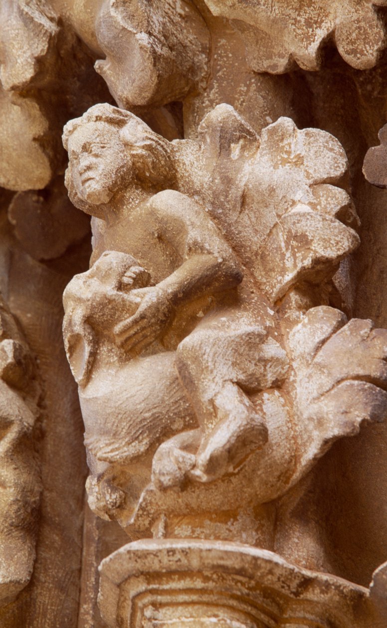 Spanien, Navarra, Ujue, Santa Maria-kyrkan, arkitektonisk detalj av Unbekannt Unbekannt