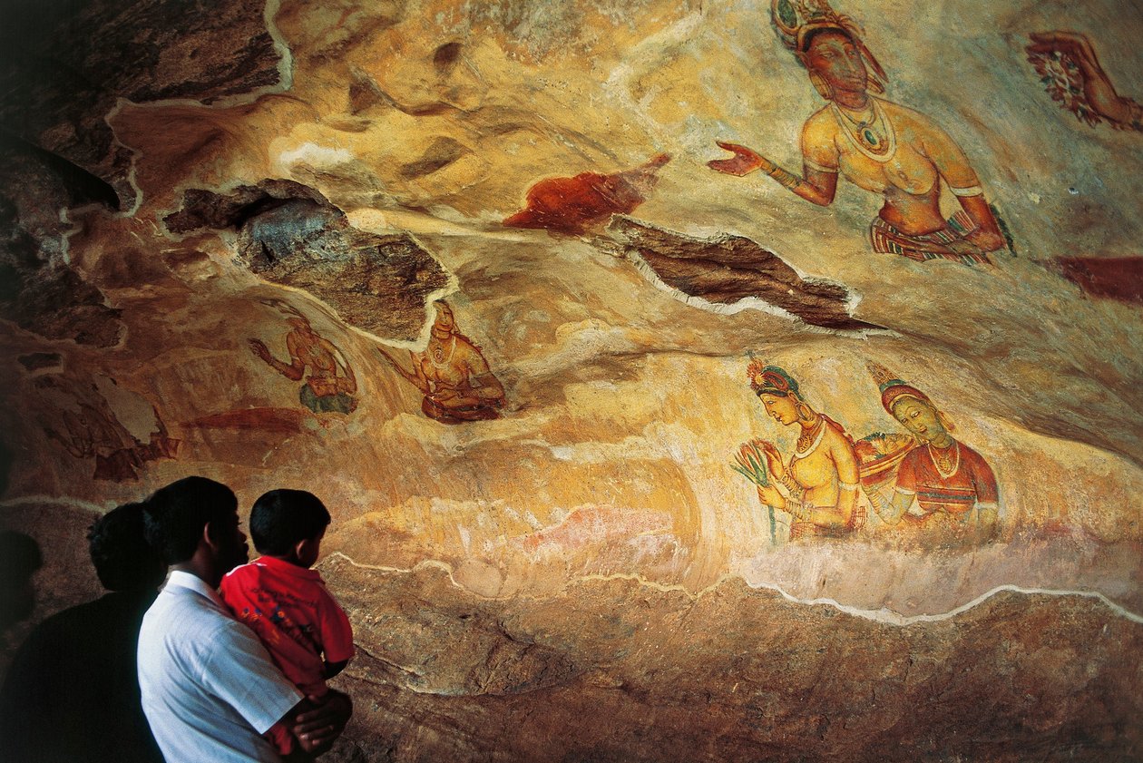 Sri Lanka, Sigiriya, fresker föreställande unga kvinnor av Unbekannt Unbekannt