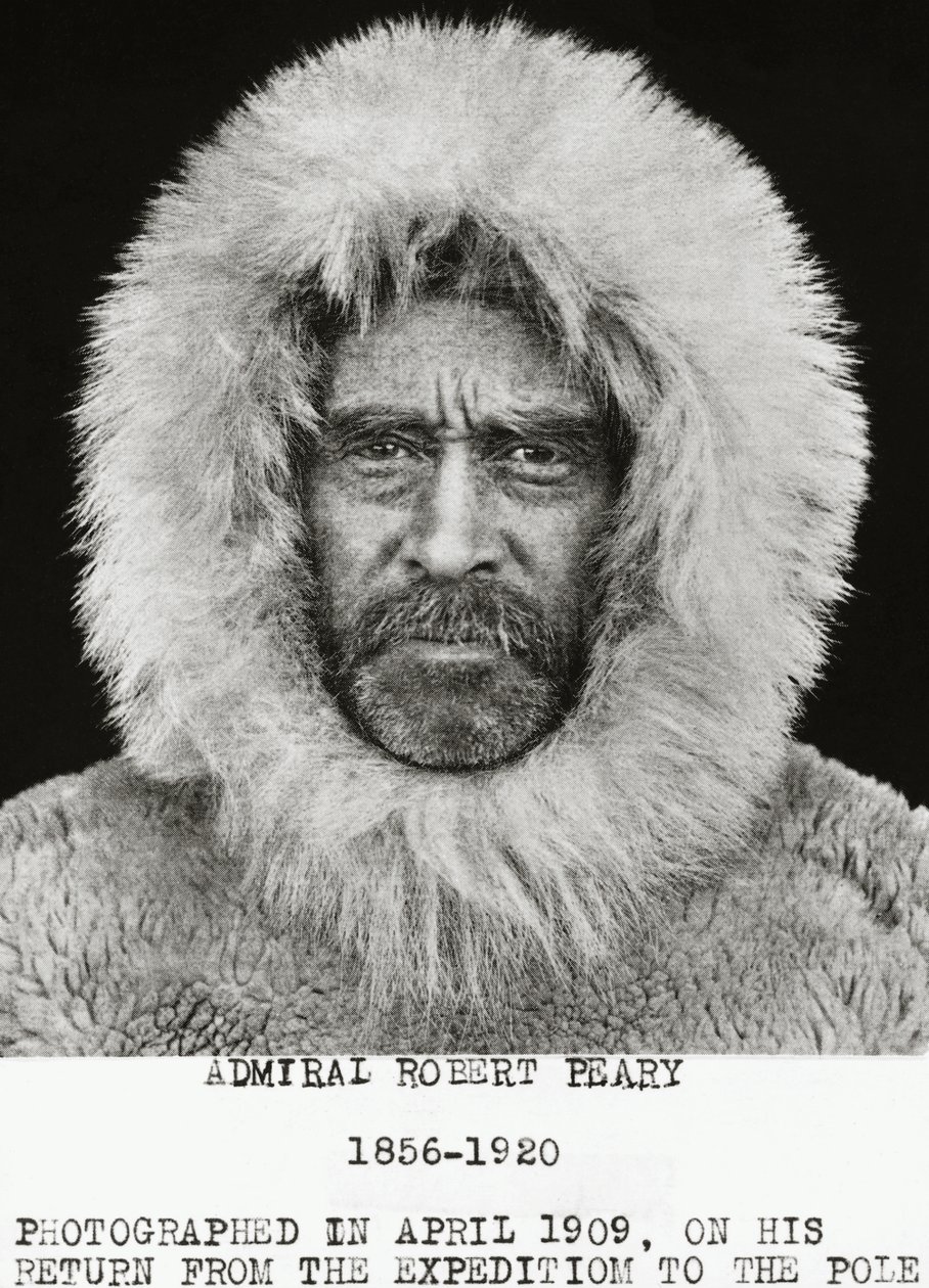 Den amerikanske upptäcktsresanden Robert Edwin Peary (1856-1920) fotograferad i april 1909 när han återvände från sin expedition till Nordpolen av Unbekannt Unbekannt