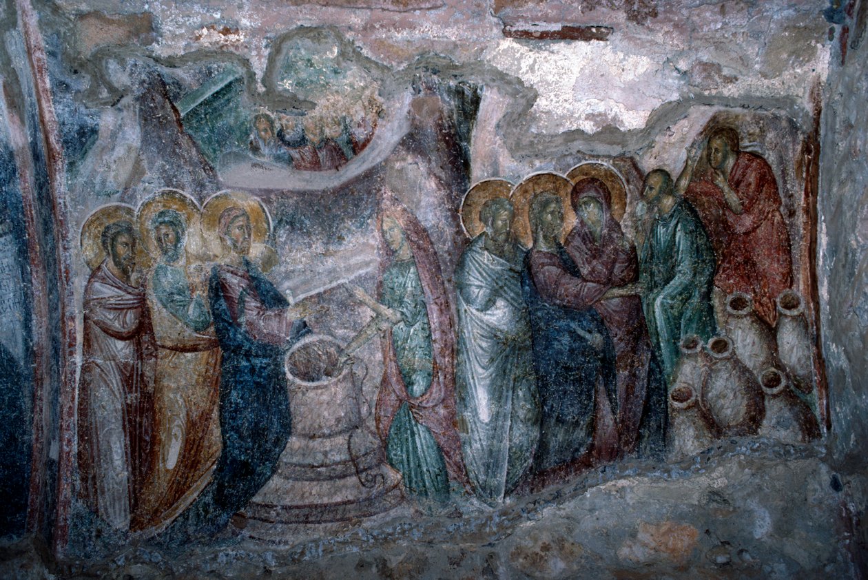 Bröllopet i Cana, fresk i Agia Sophia-kyrkan av Unbekannt Unbekannt