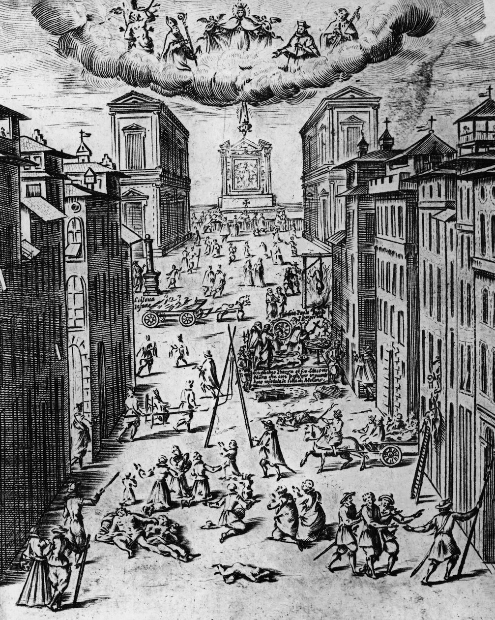 Pesten i Milano 1630, etsning, Italien av Unbekannt Unbekannt