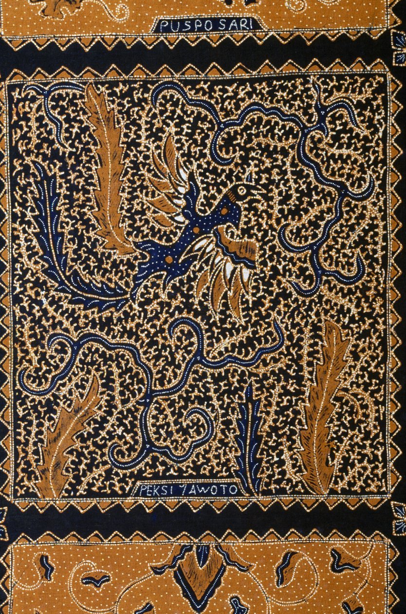 Traditionell batikdesign som kallas peksi yawoto, Surakarta, Java, Indonesien, detaljer av Unbekannt Unbekannt
