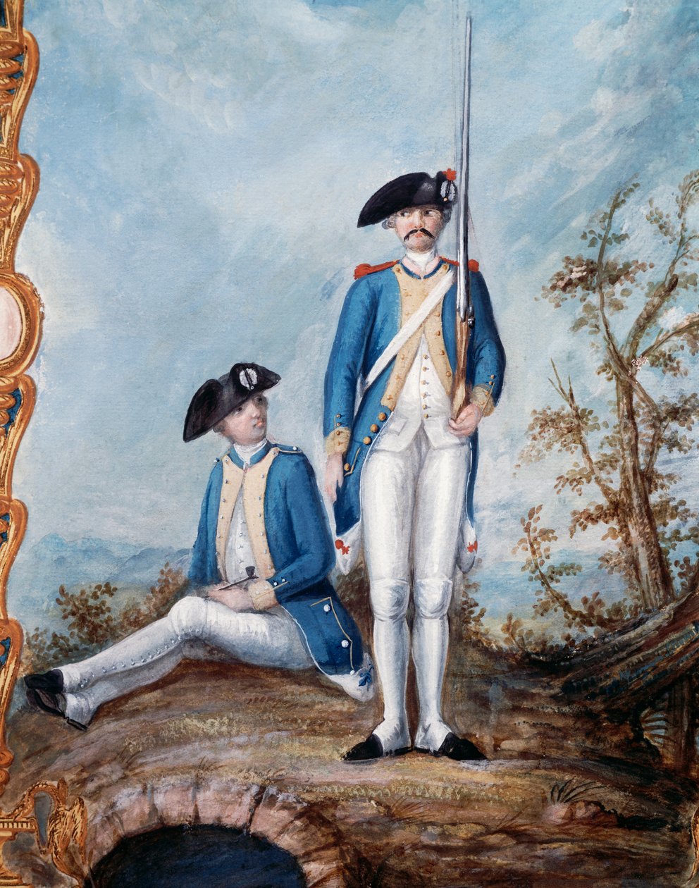 Uniformer av det franska infanteriet under det amerikanska revolutionskriget, gouache av Nicolas Hoffmann, USA av Unbekannt Unbekannt