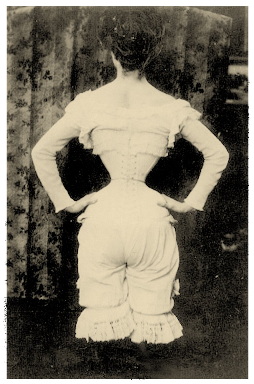 Kvinna som bär en korsett ca 1865 (foto) av Unbekannt Unbekannt