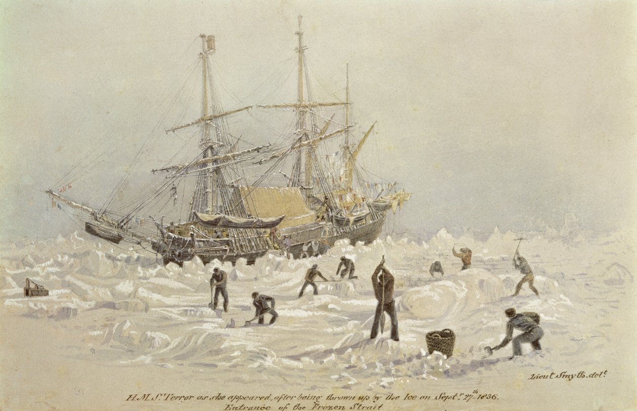 Incidenter på en handelsresa: HMS Terror när hon dök upp efter att ha kastats upp av isen i Frozen Channel, 27 september 1836 av Lieutenant Smyth