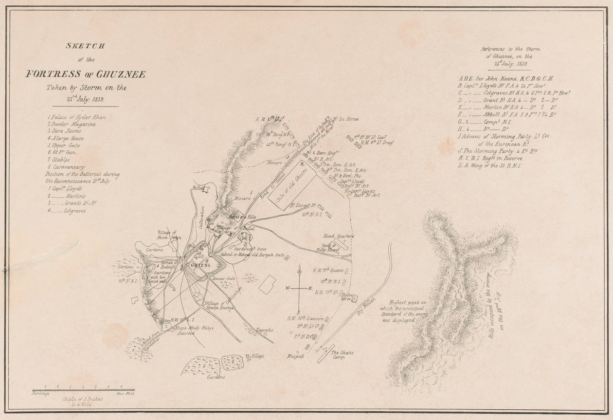 ?Skiss över fästningen Ghuznee. Tagen av Storm den 23 juli 1839? av Lieutenant Thomas Wingate