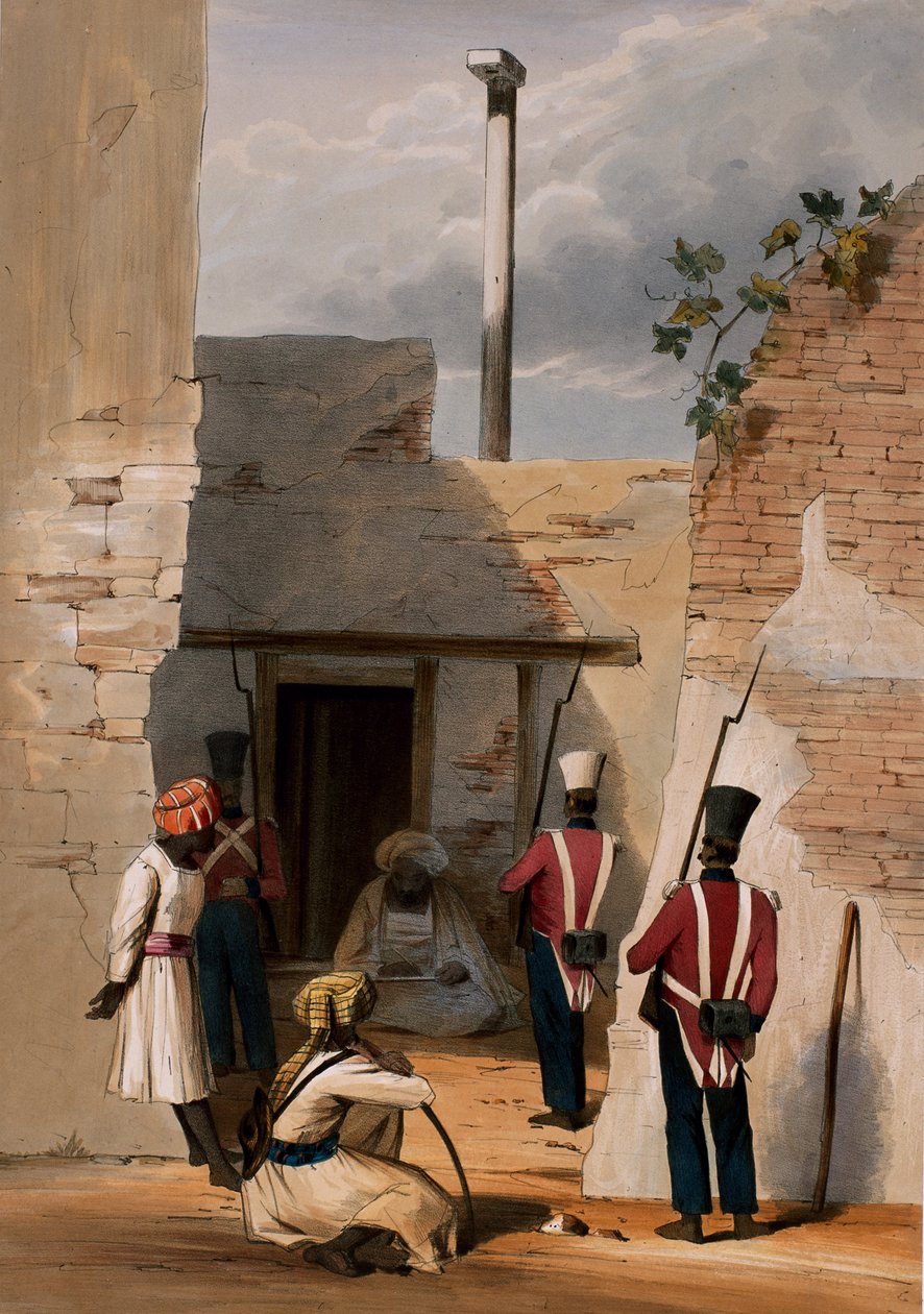 Hadjee Khan Kakus fängelse - Cabool, från "The Storming of Ghuznee and Khelat" av W. Taylor, 1839 av Lieutenant Thomas Wingate