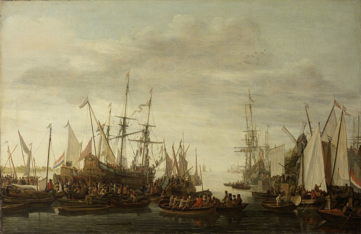 En kölhalning, enligt den icke bestyrkta traditionen, av amiral Jan van Nes skeppsdoktor av Lieve Pietersz. Verschuier