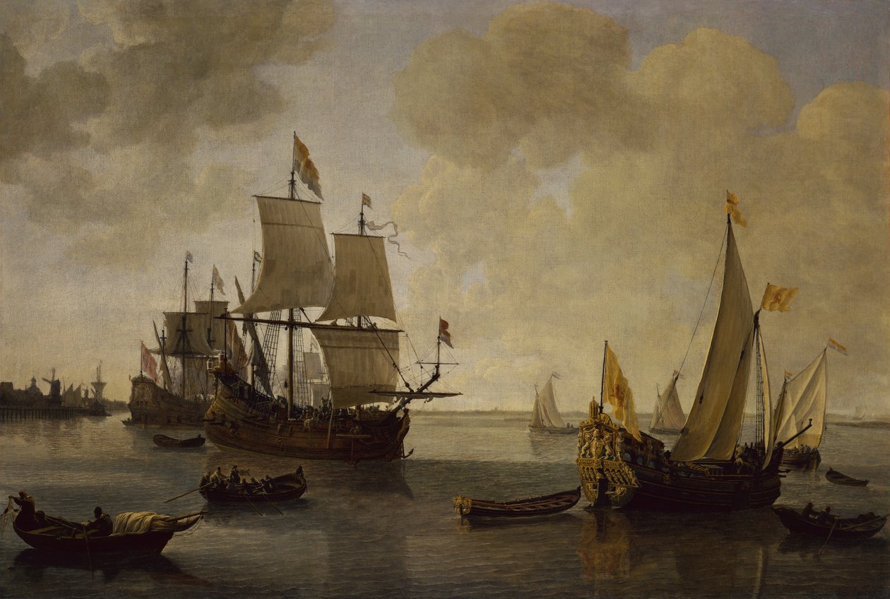 The States Yacht of Prince William II of Orange med annan frakt (olja på duk) av Lieve Verschuier