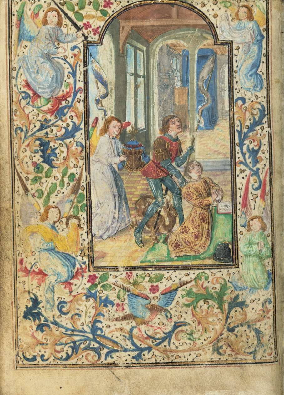 Charles the Bold Presented by Saint George av Lieven van Lathem