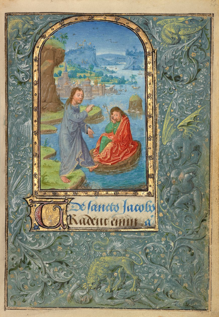 Ms. 37 (89.ML.35), fol. 22 Kristus visar sig för den helige Jakob den Större av Lieven van Lathem