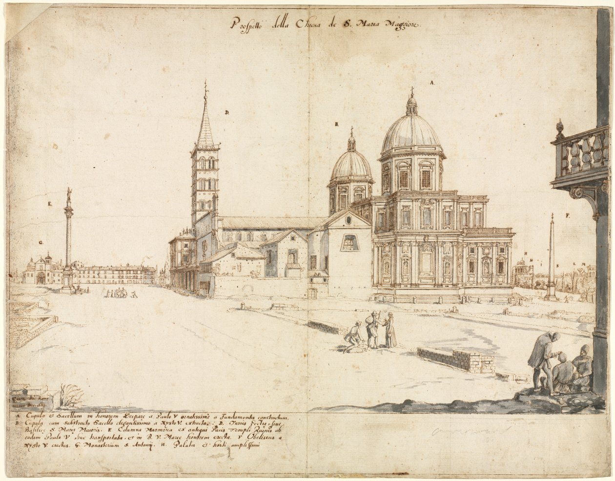 Arton utsikter över Rom: Basilikan Santa Maria Maggiore, 1664. av Lievin Cruyl