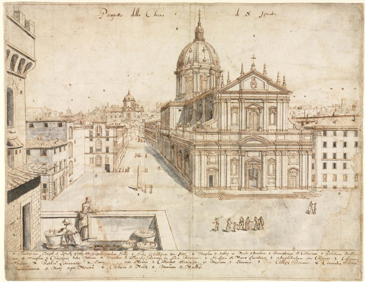 Arton utsikter över Rom: SantIgnazio-kyrkan, 1665. av Lievin Cruyl