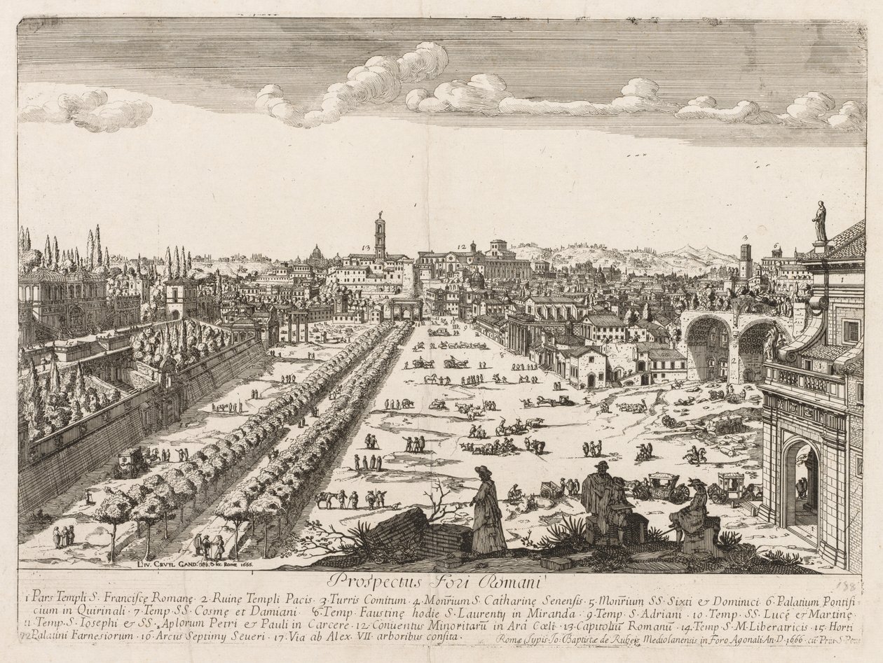 Foro Romano från "View of the Landmarks of the City of Rome" av Lievin Cruyl