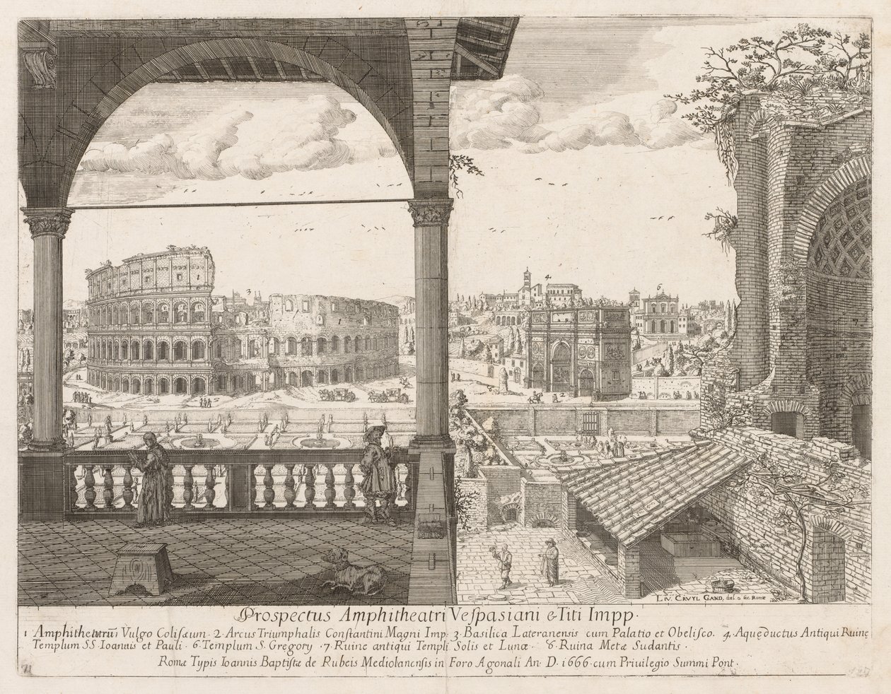 Colosseum of Arco di Costantino från prospektet av Locurum of the City of Rome, 1666. av Lievin Cruyl
