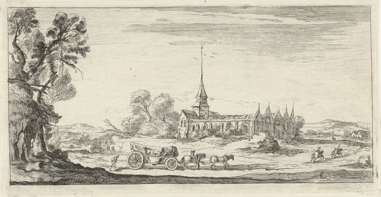 Landskap med kloster av Lievin Cruyl