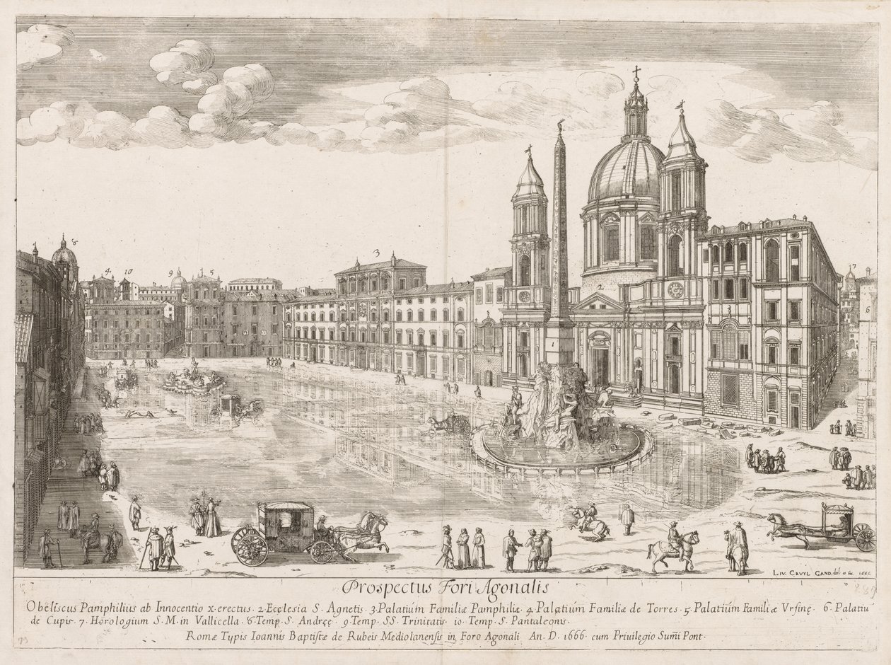 Piazza Navona från "View of the Landmarks of the City of Rome" av Lievin Cruyl