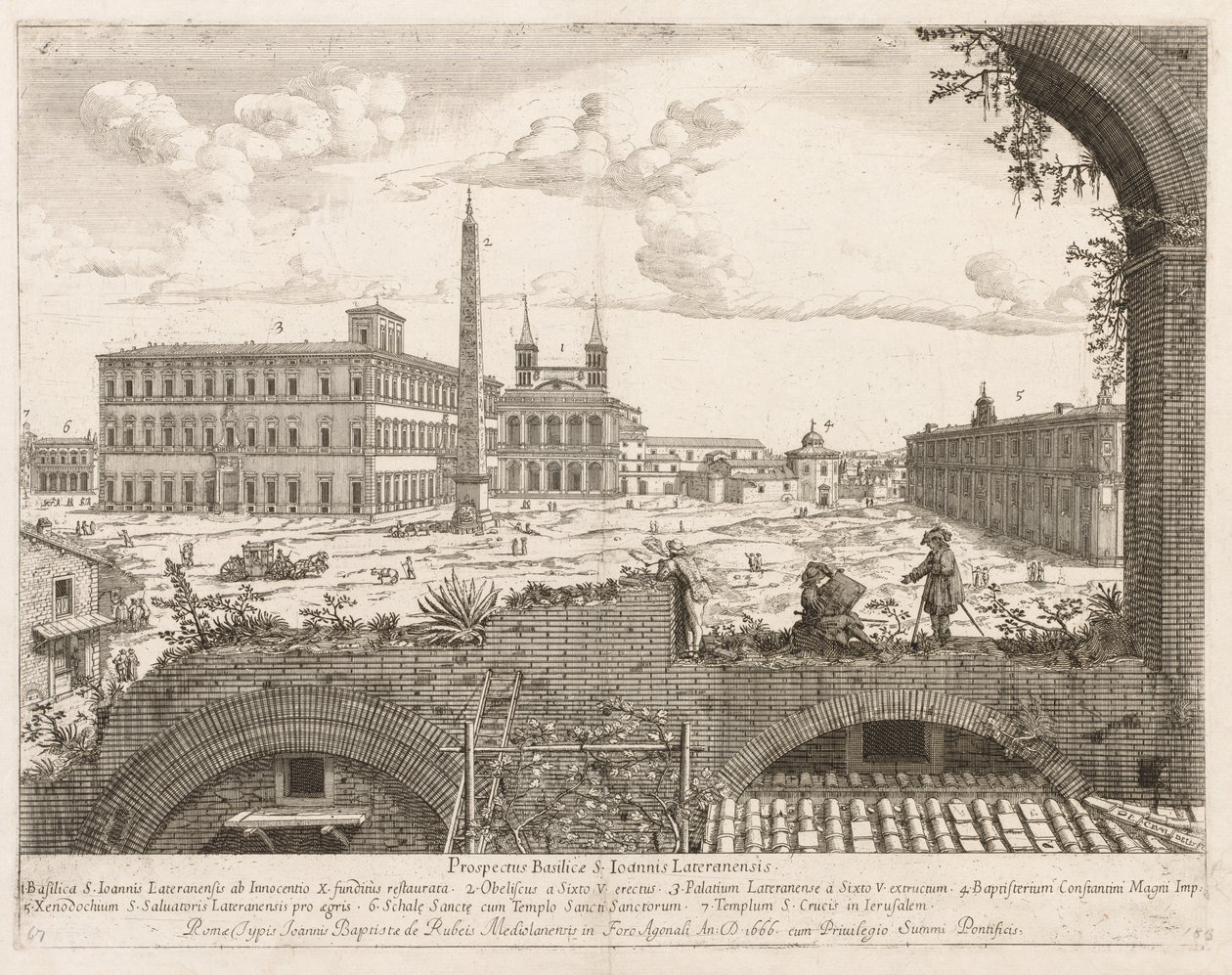 S. Giovanni in Laterano från "View of the Places of the City of Rome Insign[ium]" av Lievin Cruyl