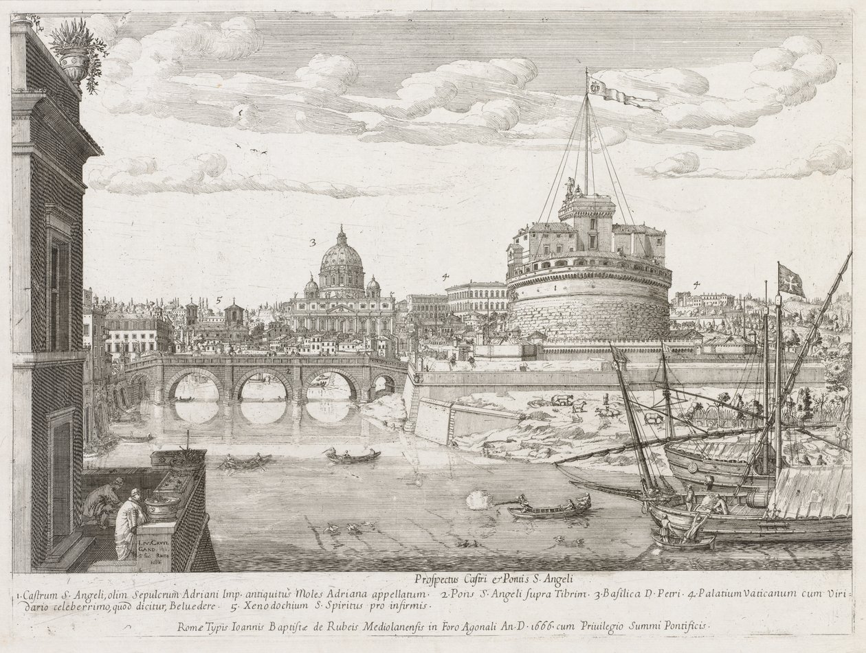 St. Angel från "View of the Places of the City of Rome Insign[ium] av Lievin Cruyl