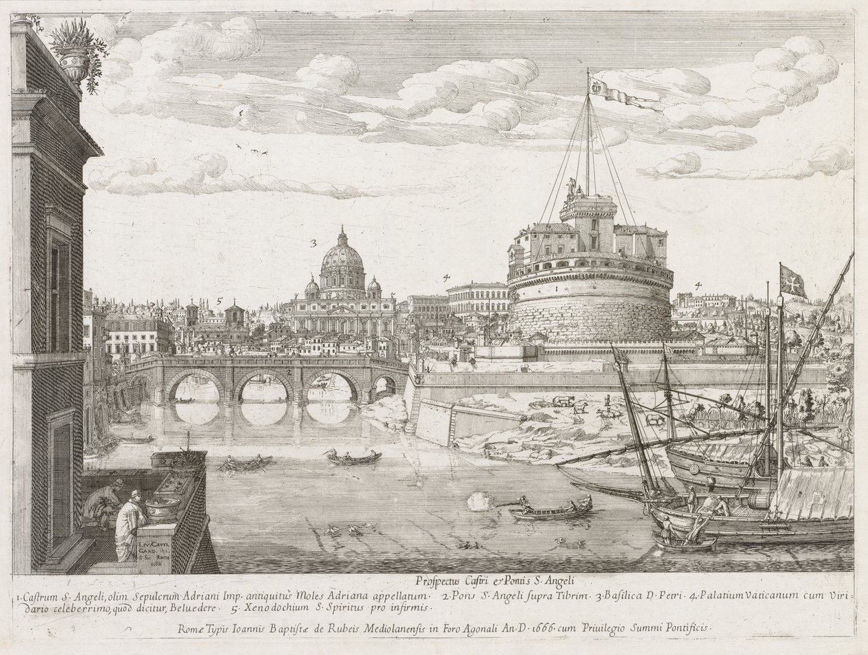 St Angelo från Prospectus Lourum Urbis Romae Insignium, 1666 av Lievin Cruyl