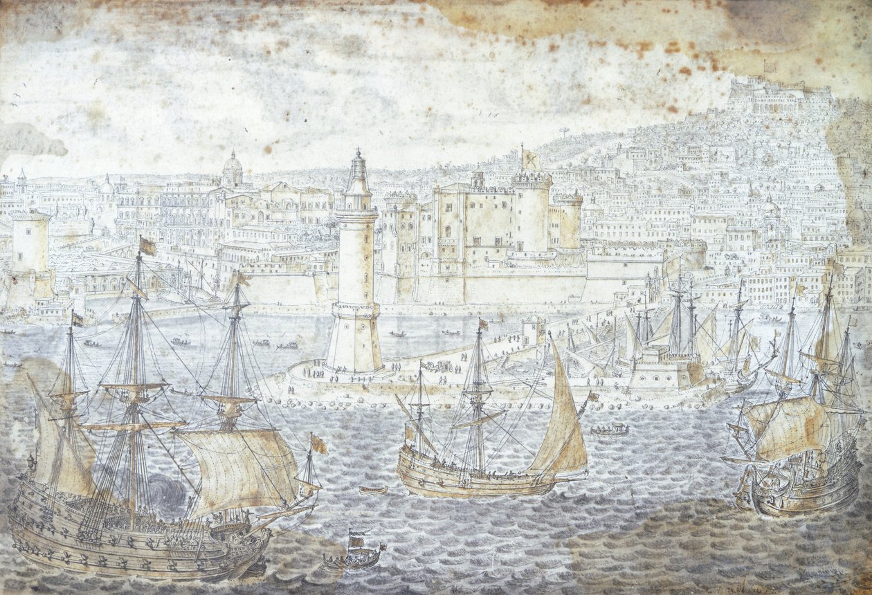 Utsikt över Neapel, av Lievin Cruyl (1640-1720), Italien av Lievin Cruyl