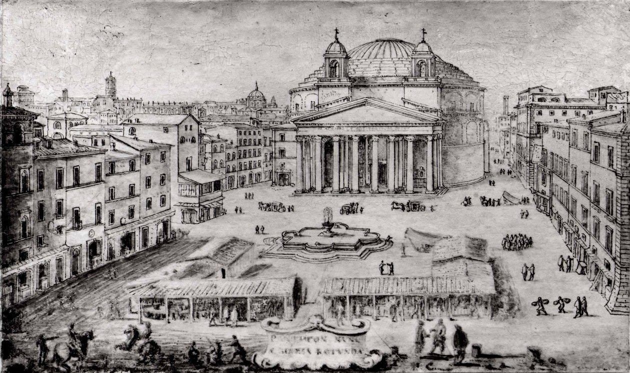 Utsikt över Pantheon, Rom, tidigt 1670-tal. av Lievin Cruyl