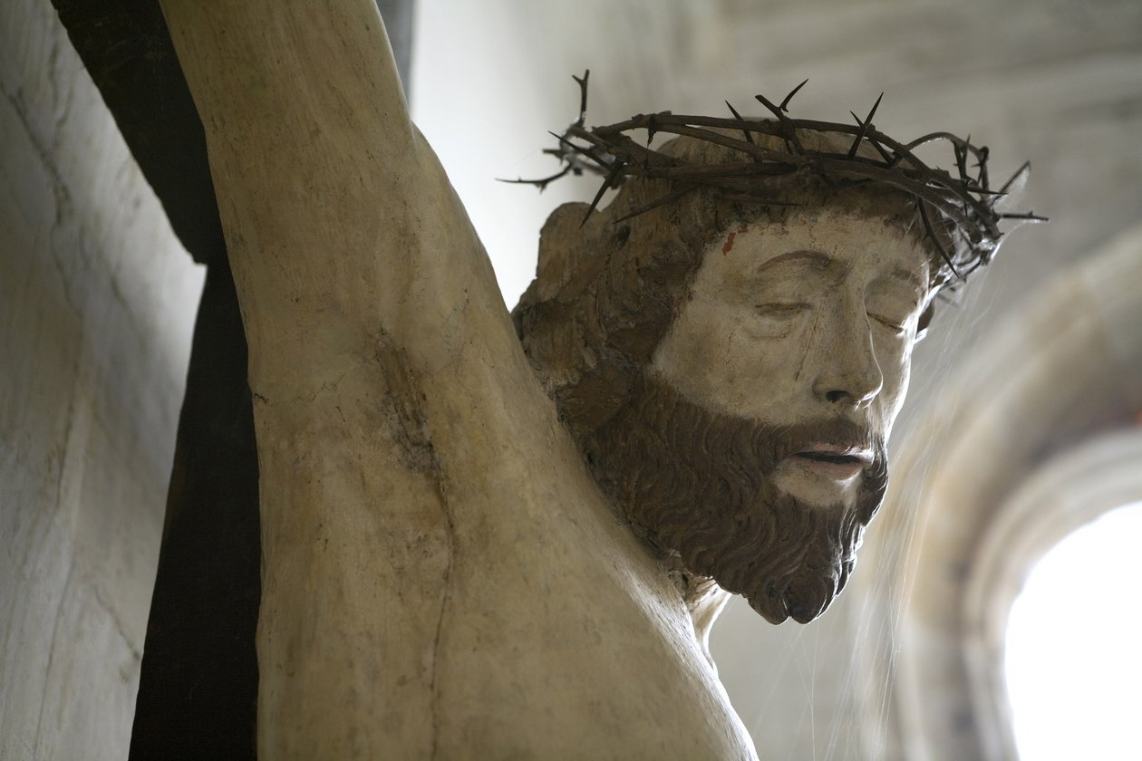 Kristus på korset, detalj (målat trä) av Ligier Richier