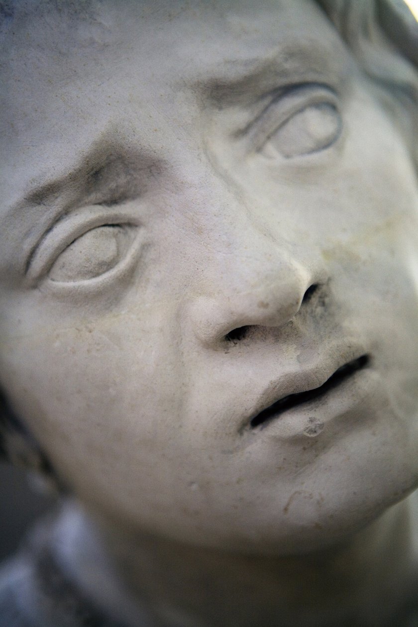 Gravläggningen och Jungfruns svimning, detalj: huvudet Marie Cleophe av Ligier Richier