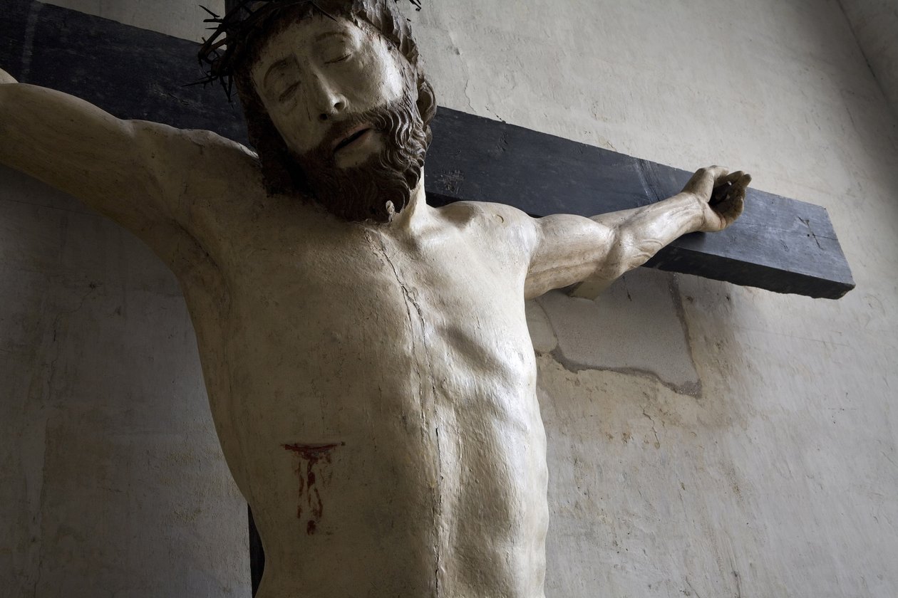 Kristus på korset, detalj (målat trä) av Ligier Richier