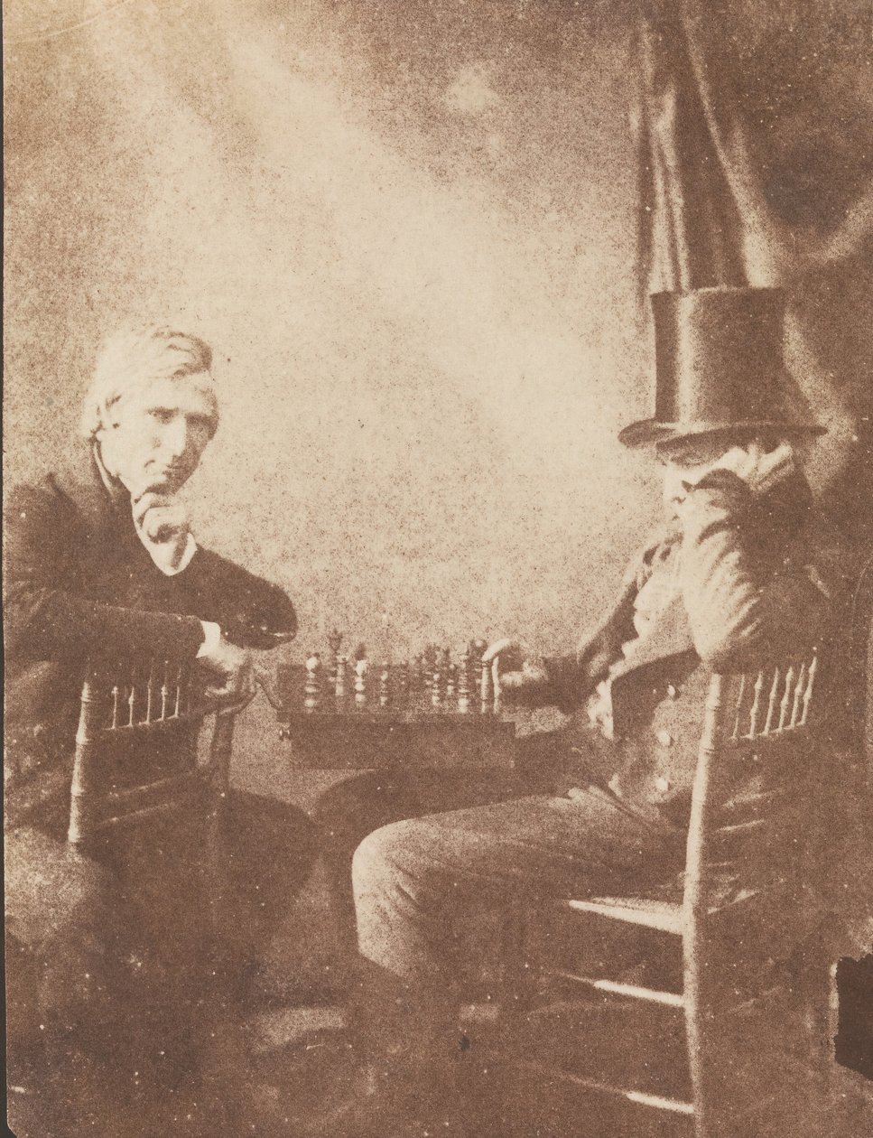 Schackspelarna, ca. 1845. av Likely by Antoine François Jean Claudet.