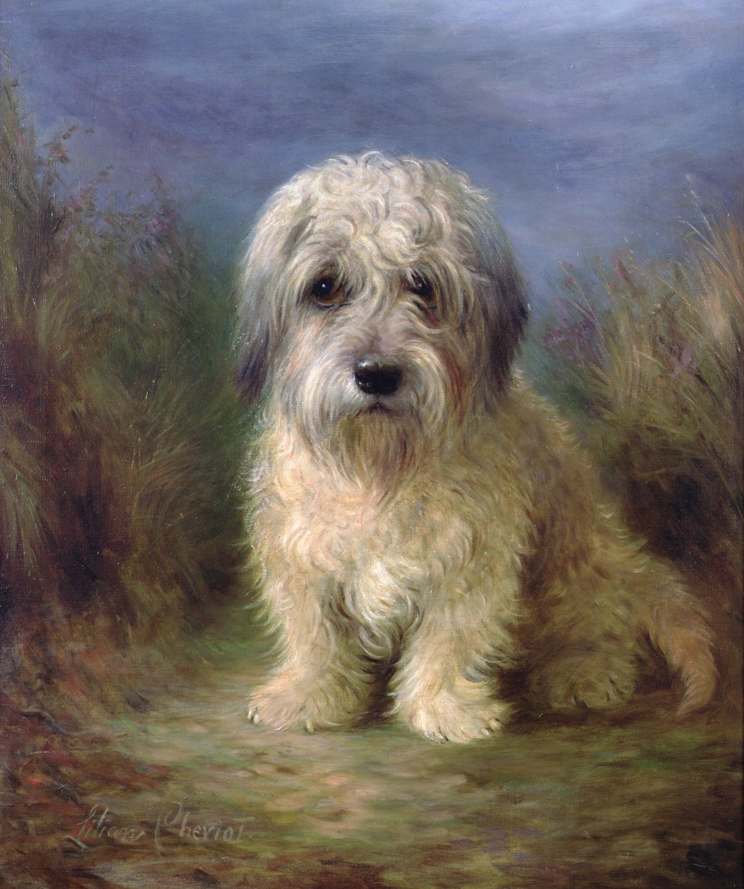 Dandie Dinmont Terrier (olja på duk) av Lilian Cheviot