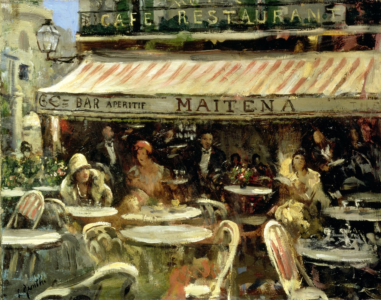 Corner Cafe (olja på duk) av Lillian Matilda Genth