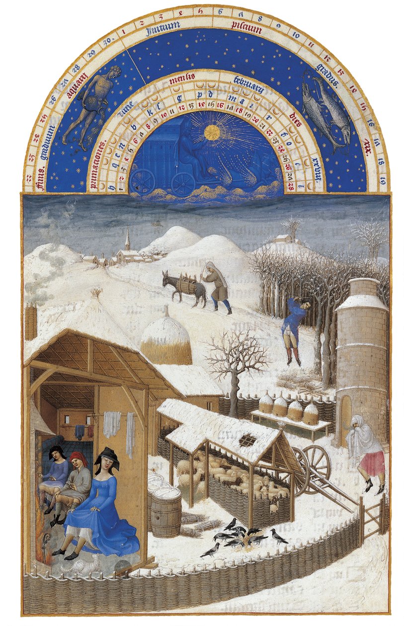 Februari The Very Rich Hours of the Duke of Berry, 1412-1416. av Limbourg Brothers