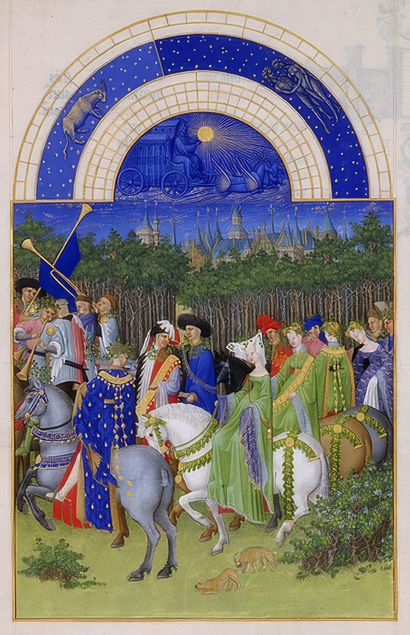 maj (Tidsbok för hertigen av Berry). 1412-16 av Limbourg Brothers