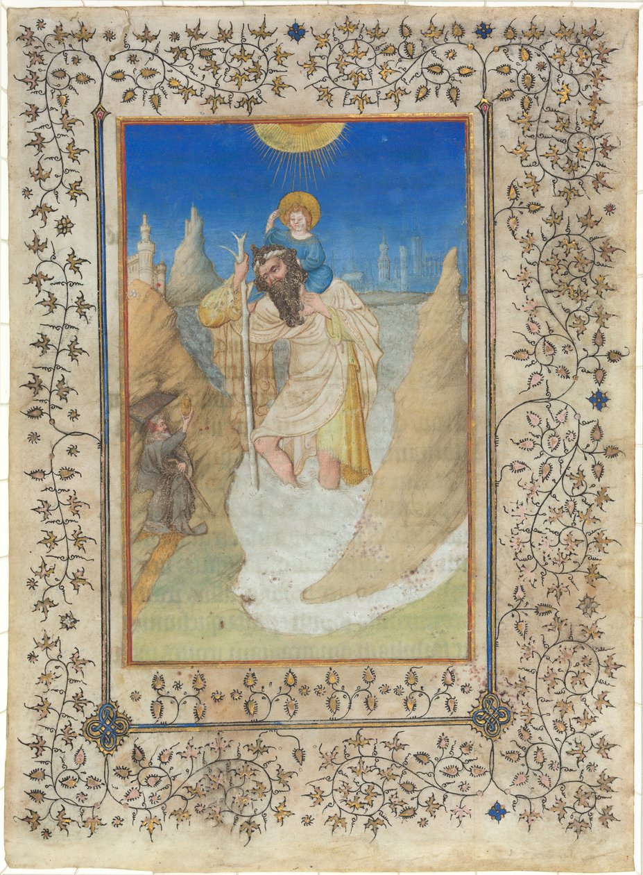 Sankt Christopher som bär Kristusbarnet av Limbourg Brothers