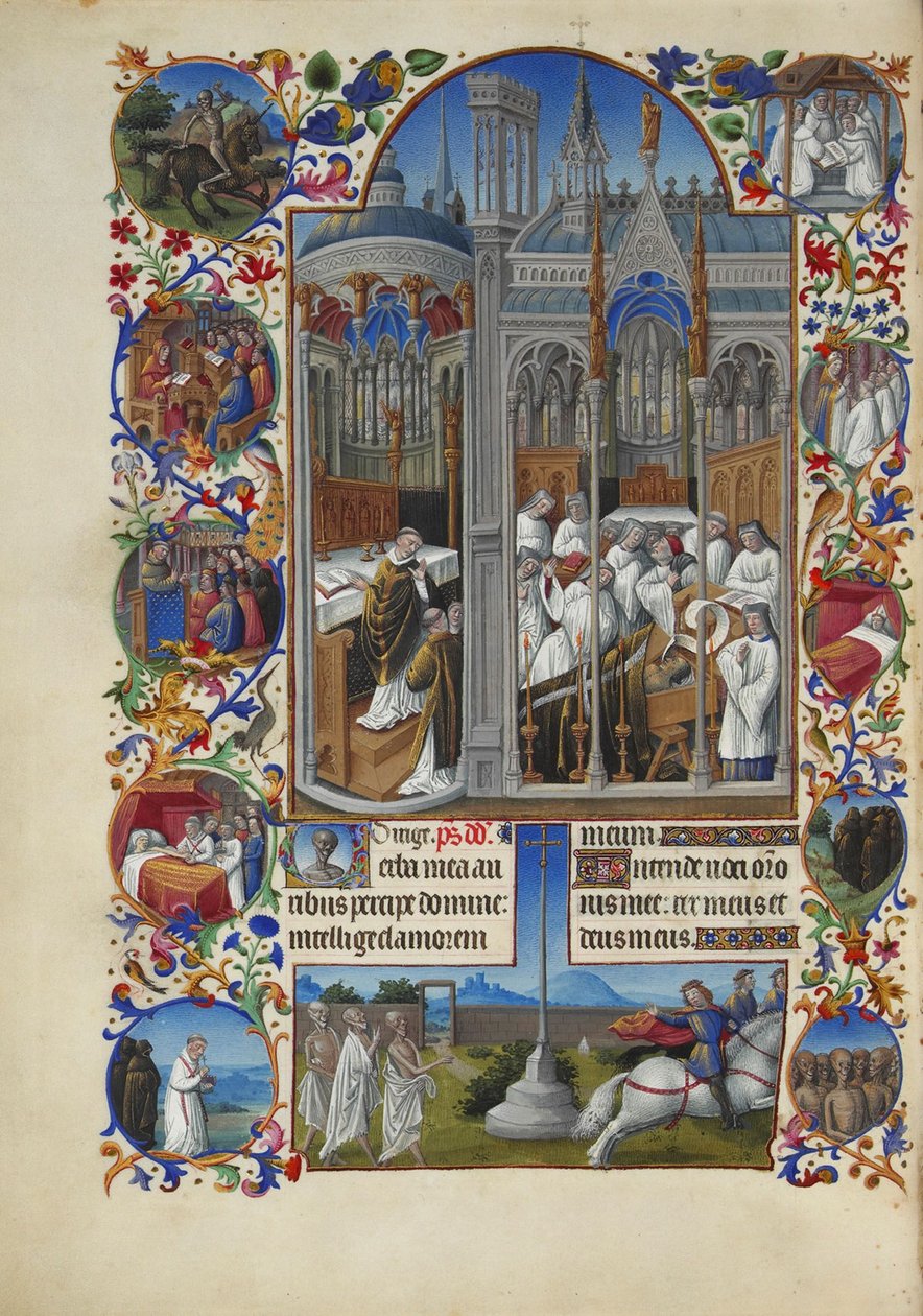 Très Riches Heures du duc de Berry Folio 86, verso - The Funeral of Raymond Diocrès av Limbourg Brothers