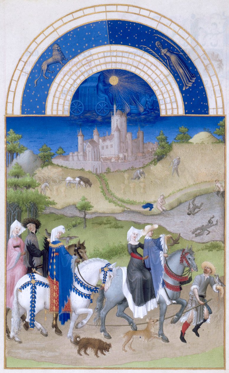 Très Riches Heures du Duc de Berry Folio 8, baksida: augusti av Limbourg Brothers