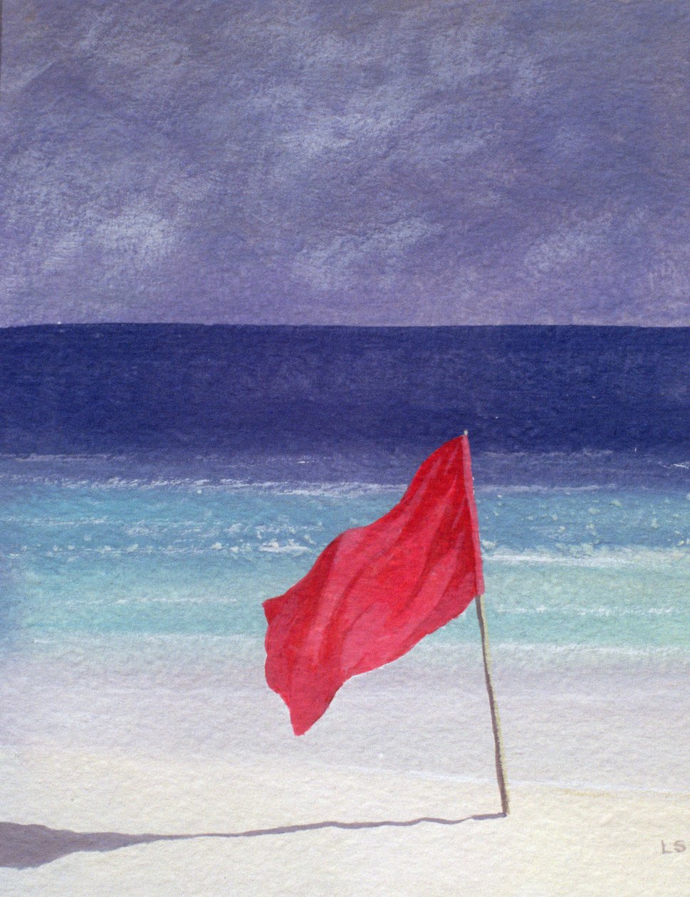 Beach Flag - Storm Warning, 1985 (akryl på papper) av Lincoln Seligman