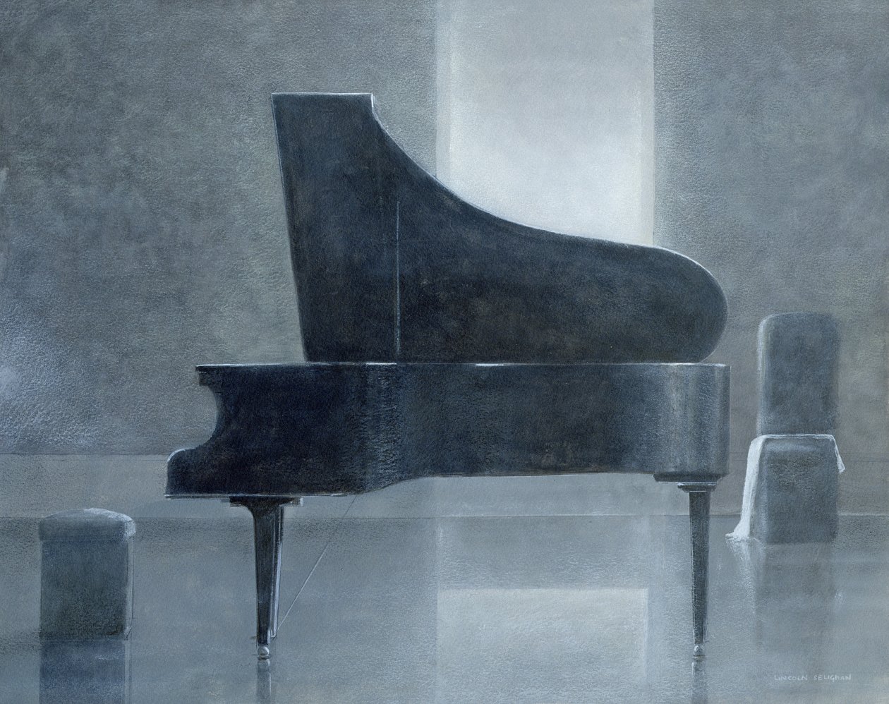 Svart piano, 2004 (akryl på papper) av Lincoln Seligman