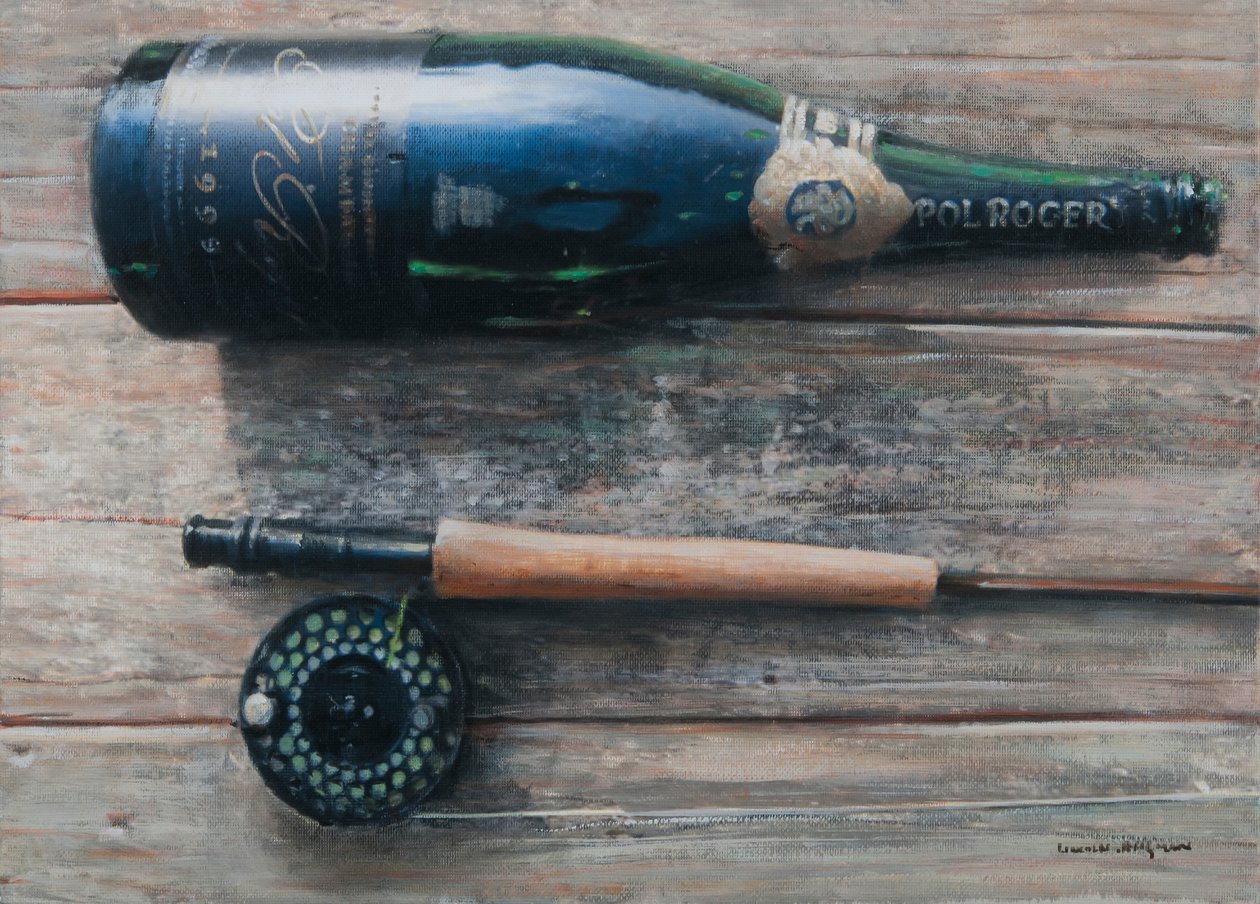Bottle and Rod I, 2012 (akryl på duk) av Lincoln Seligman