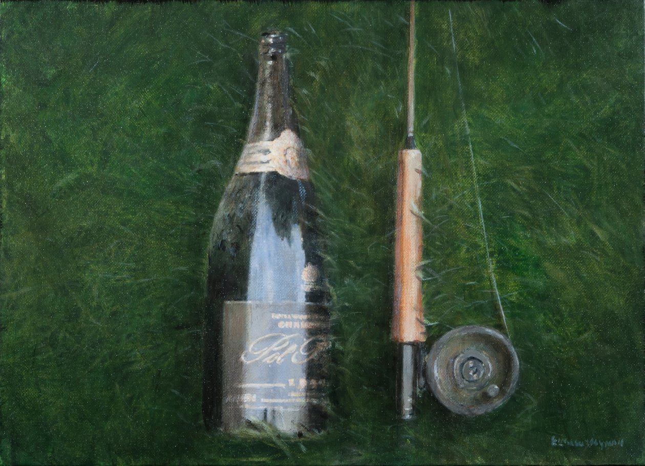 Bottle and Rod II, 2012 (akryl på duk) av Lincoln Seligman