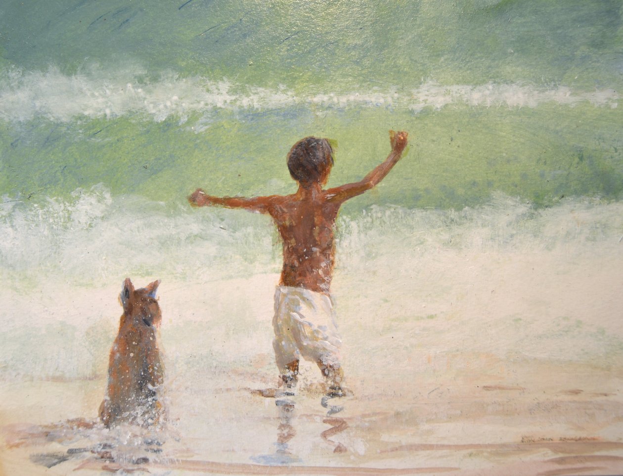 Pojke och hund, livräddare av Lincoln Seligman