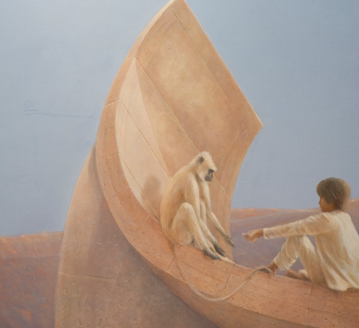 Boy and Monkey, 2010 (akryl på duk) av Lincoln Seligman