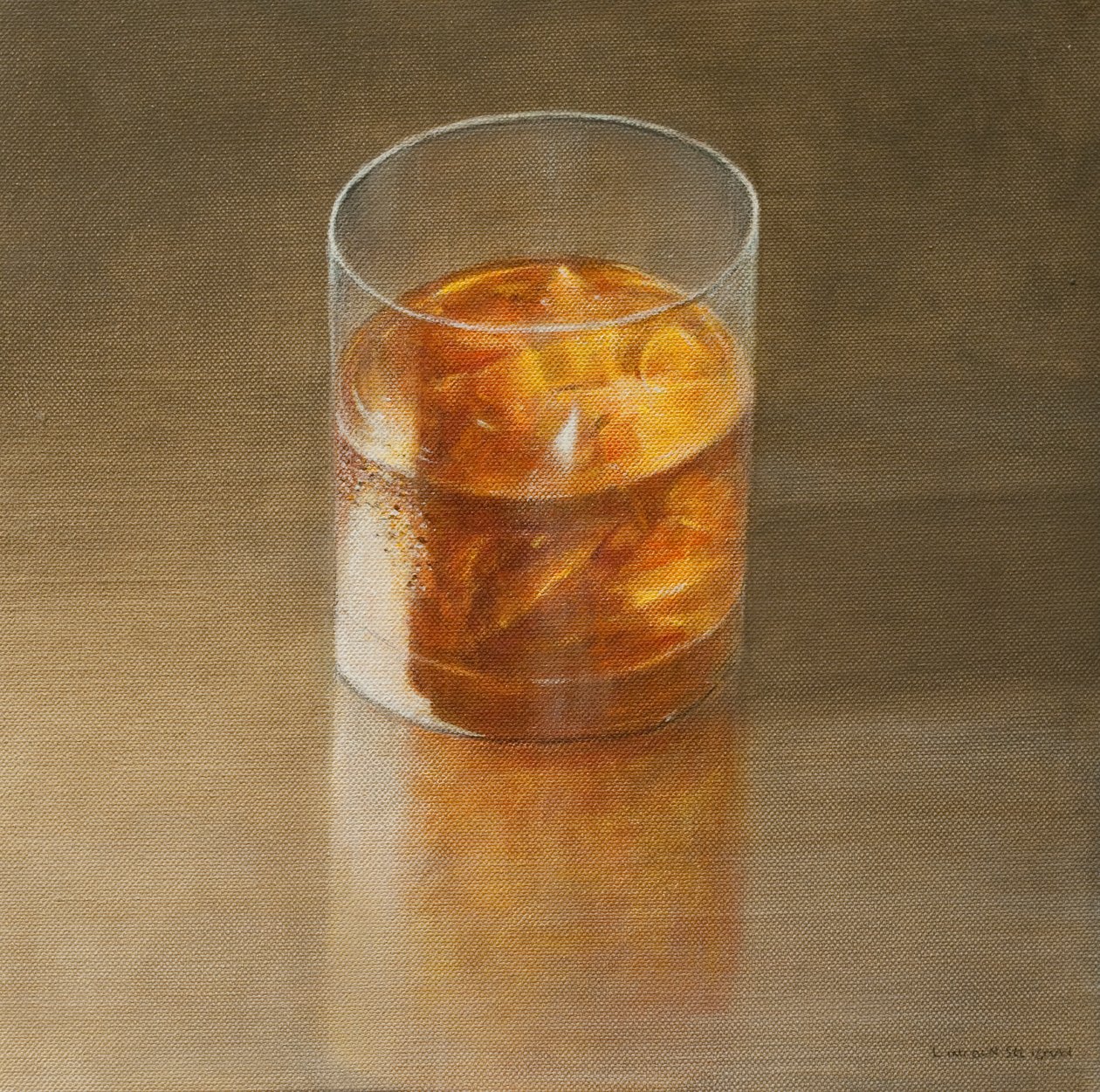 Glas whisky, 2010 (akryl på duk) av Lincoln Seligman