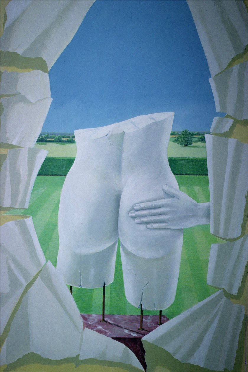 Groping Statues (akryl på duk) av Lincoln Seligman