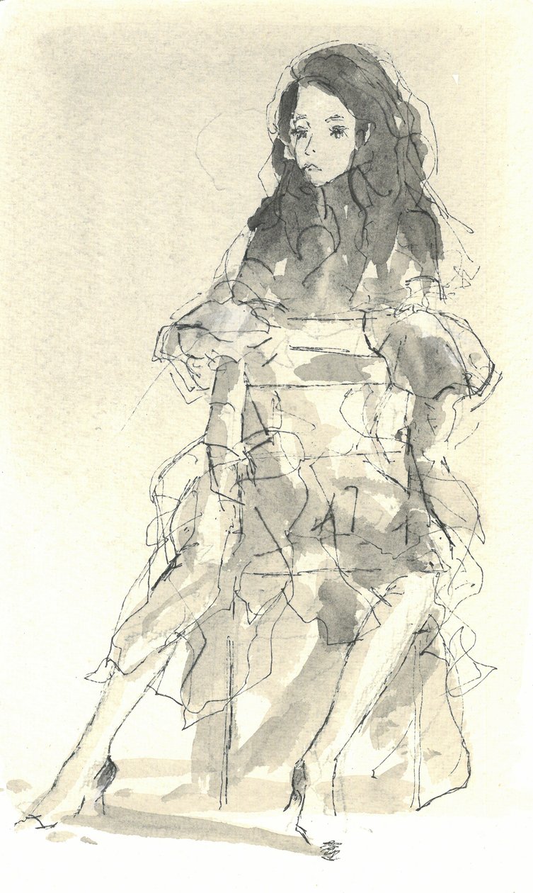 Life Class, 2015 (penna och bläck med tvätt på papper) av Lincoln Seligman