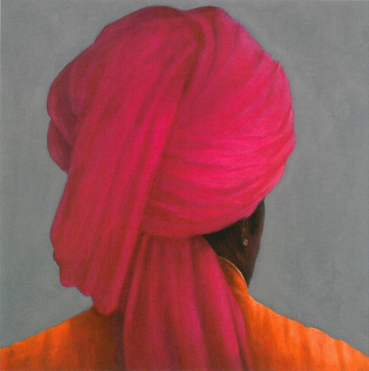 Rosa turban (akryl på papper) av Lincoln Seligman