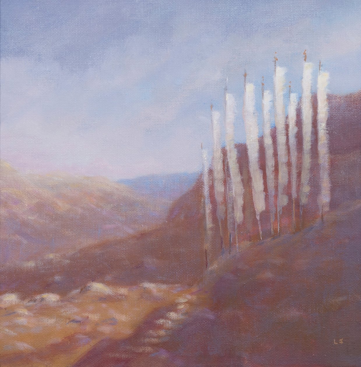 Böneflaggor, Bhutan, 2012 (akryl på duk) av Lincoln Seligman