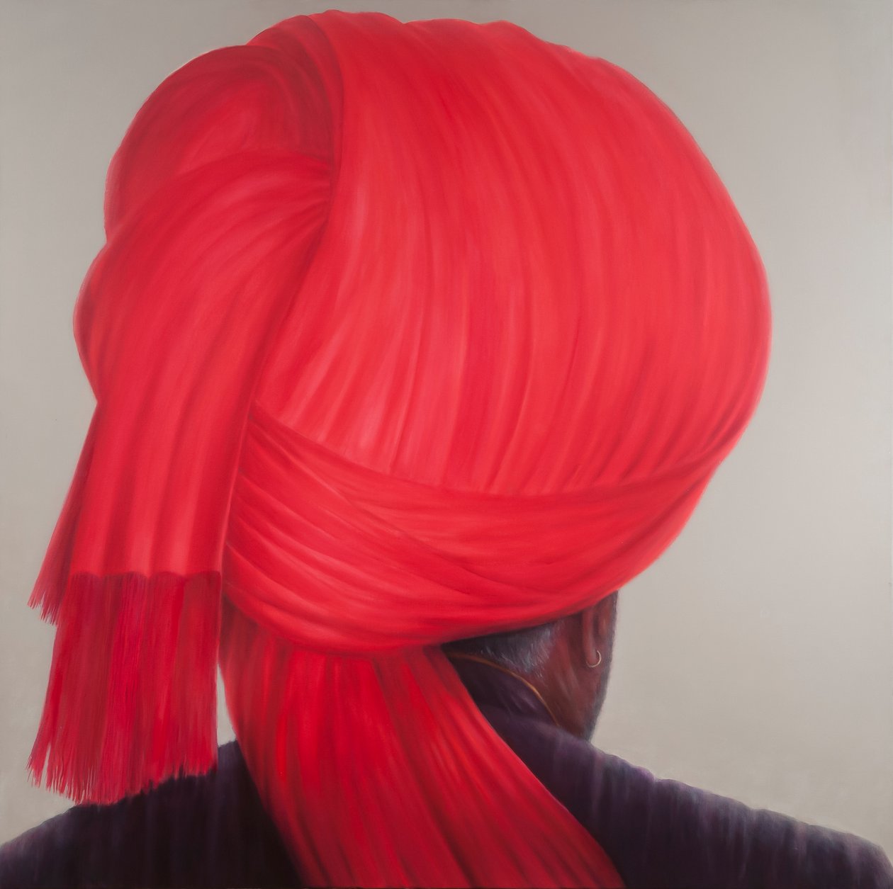 Red Turban, 2012 (akryl på duk) av Lincoln Seligman